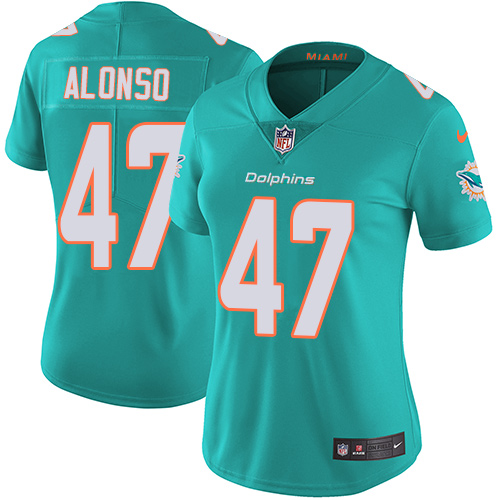 Nike Miami Dolphins 47 Kiko Alonso Aqua Green Team Color Women Stitched NFL Vapor Untouchable Limited Jersey
